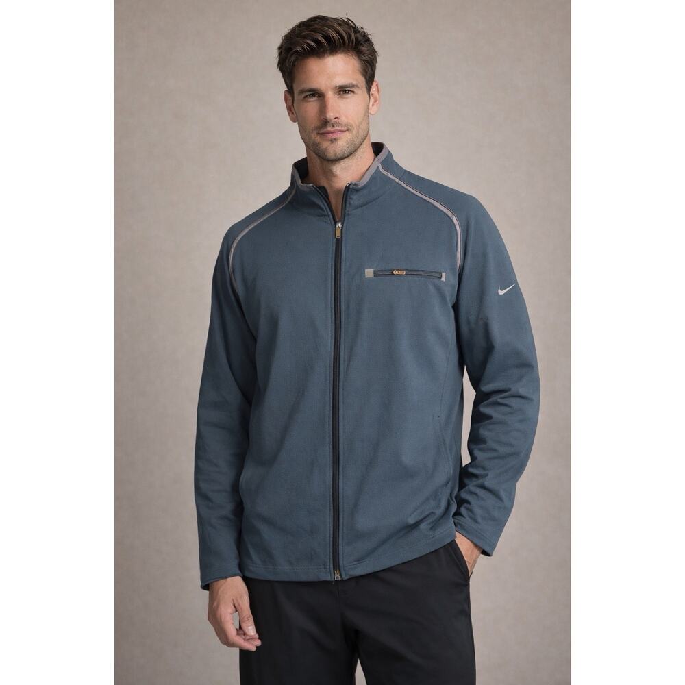 Nike Men’s Full-Zip Performance Jacket – Size Large – Blue/Gray Trim - Picture 1 of 11